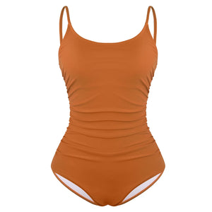 1pc Pleated Design Swimsuit