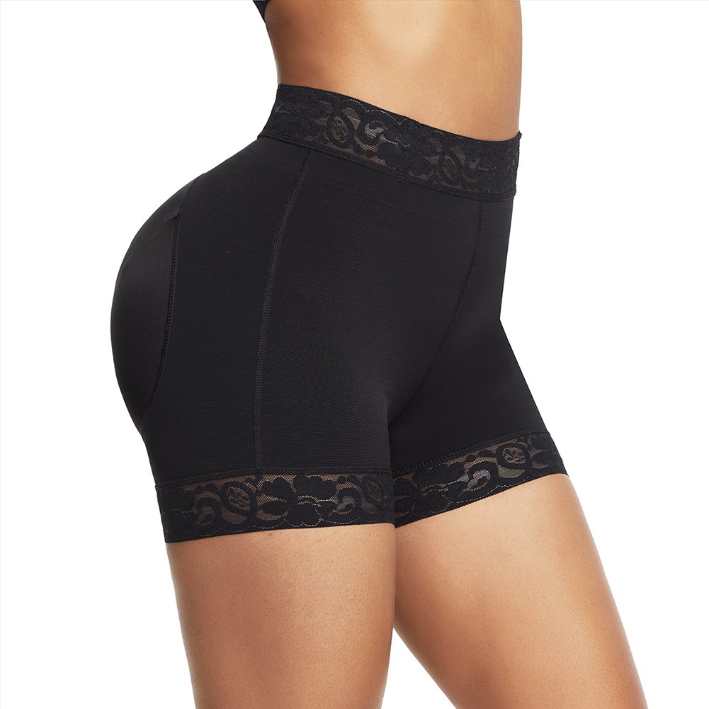 Mid-Waist Lace Shorts - Black Tummy Shaper