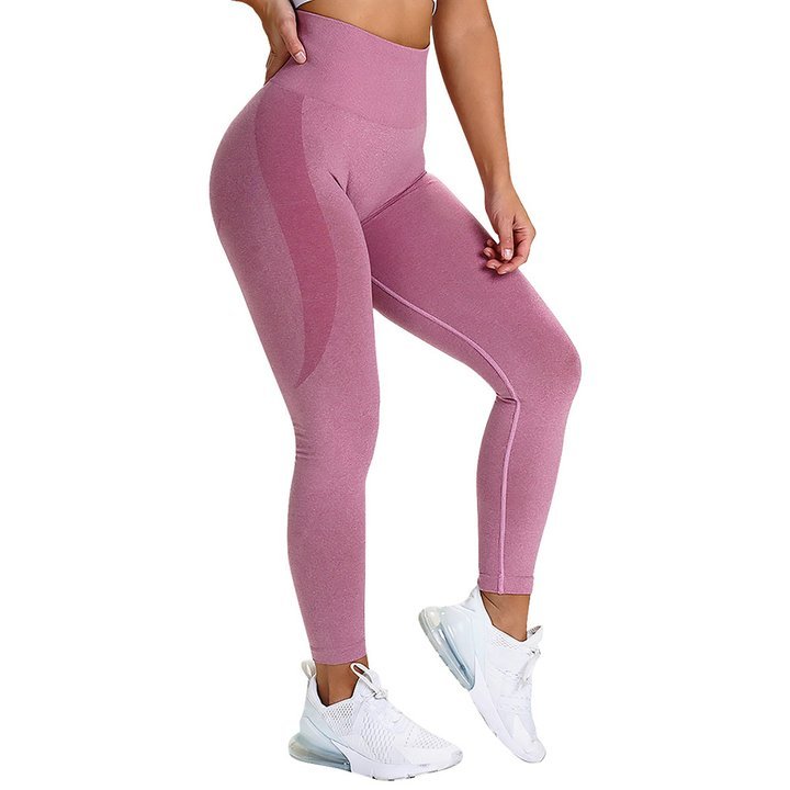 Seamless Hip Yoga Pants - Rose Red