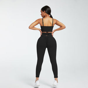 Black High Waist Leggings - Adjustable Straps