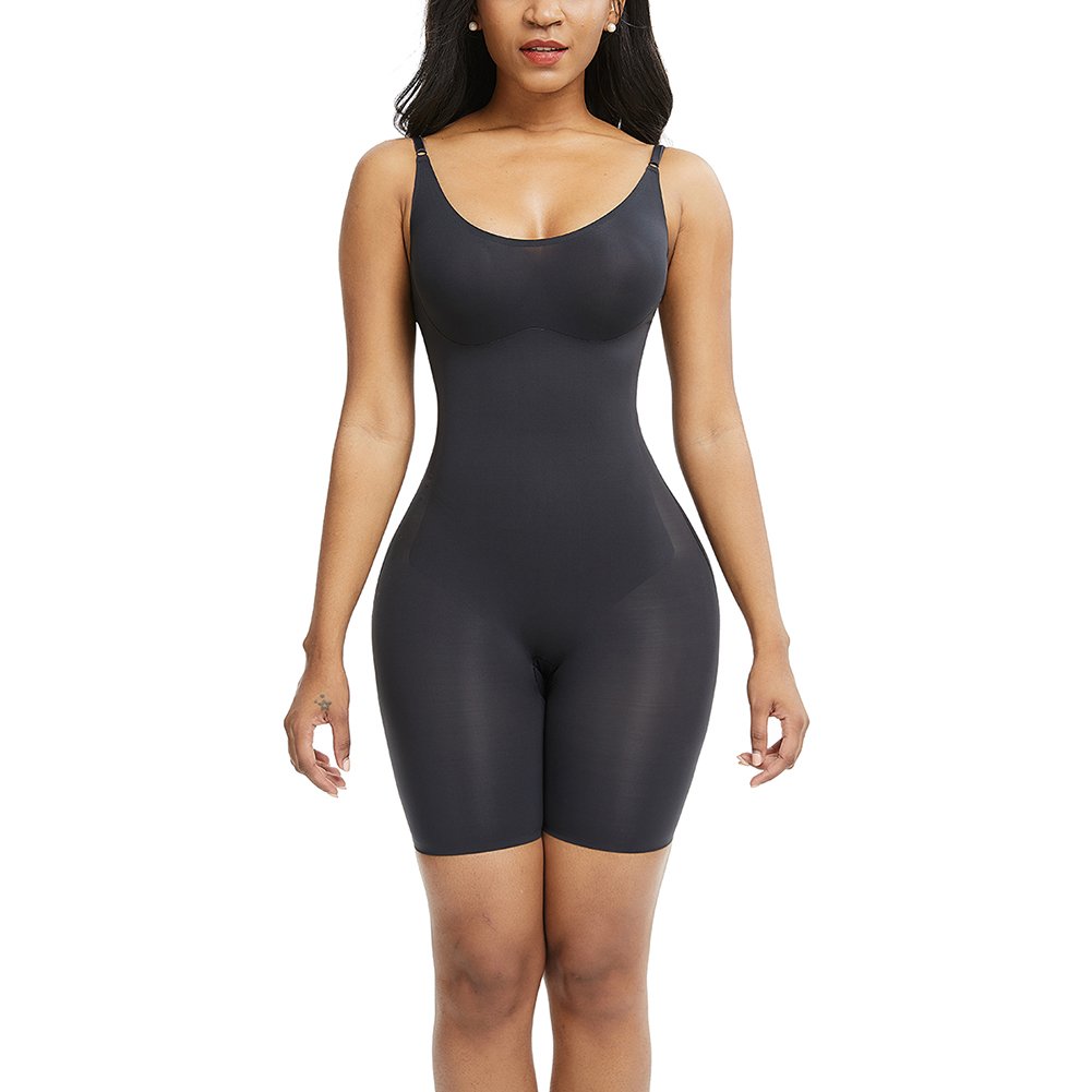 Full Body Shaper with Large Black Adjustable Straps