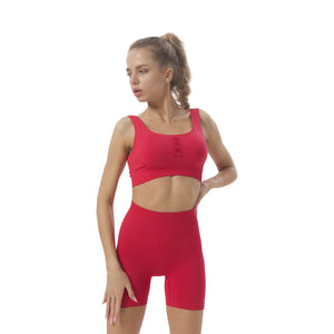 Red Seamless Knitted Yoga Set