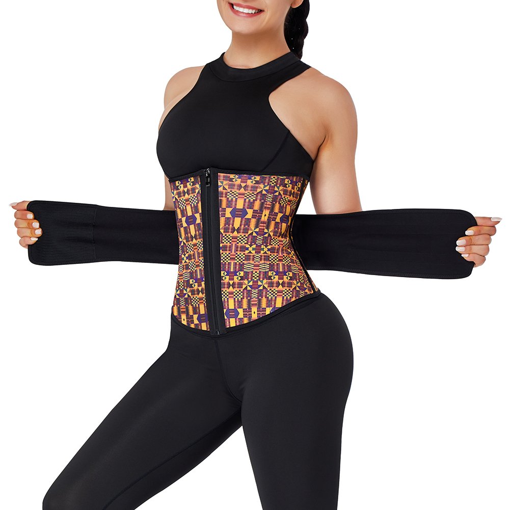 African Print Waist Trainer with Zipper