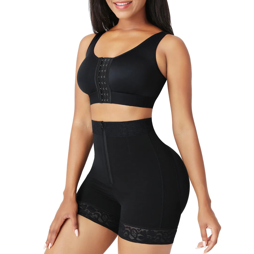 Front Zipper Shorts with Butt Lifter and Tummy Control