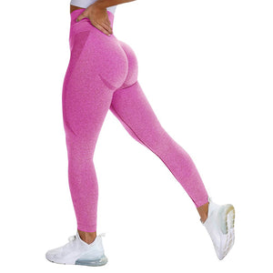 Seamless Hip Yoga Pants - Rose Red