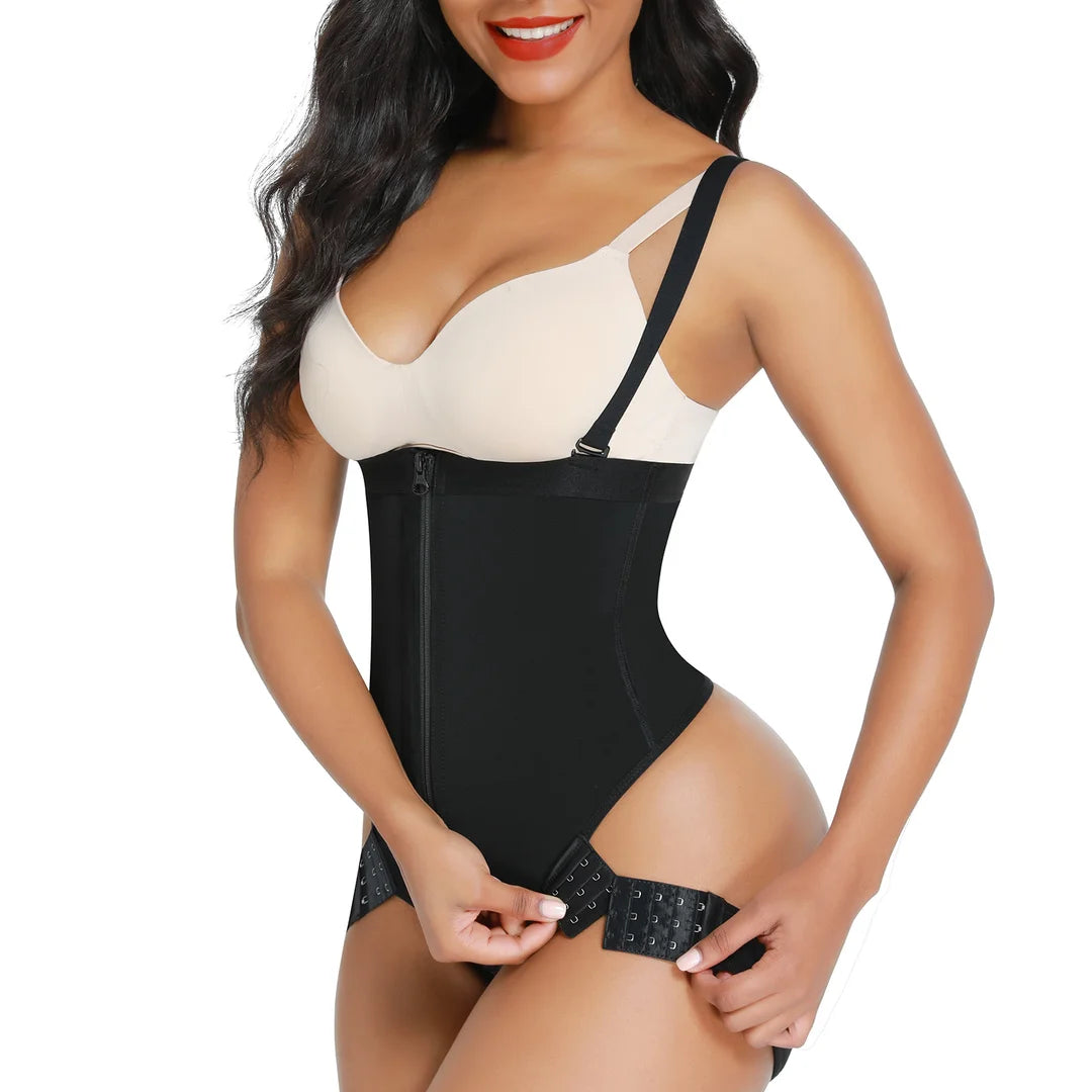 Black High Waisted Adjustable Leg Bodysuit