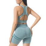 Load image into Gallery viewer, Blue Seamless Knitted Yoga Set
