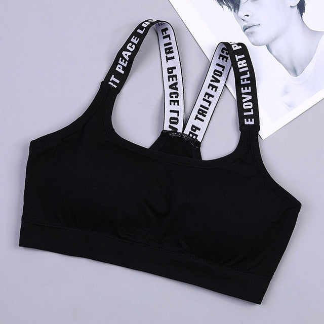 Push Up Sports Bra with Letters